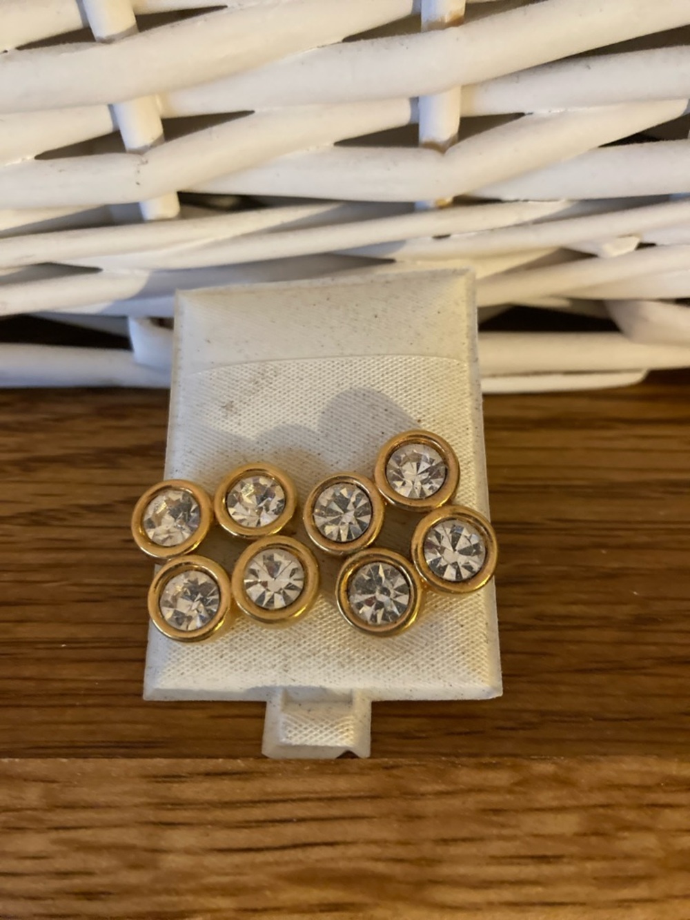 S.A.L. Swarovski Earrings Pierced Clear Crystals Round Shape Gold Tone Vintage